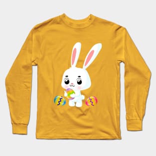 Easter bunny with colored eggs Long Sleeve T-Shirt